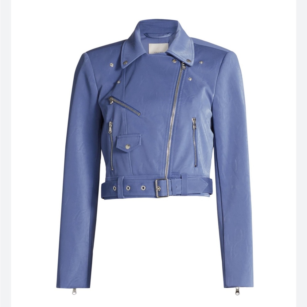 Cinq à Sept Zoe Embossed Leather Jacket Medium